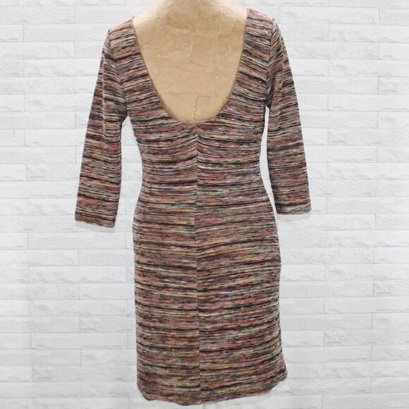 LILY ROSE Dress Knit Striped Body Con Form Fitting Rainbow Colorful Stretch LG - Picture 4 of 12